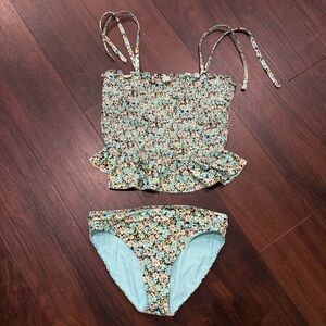 Vineyard Vines Floral Ruched 2 Piece Bathing Suit Girl’s Size Large 14